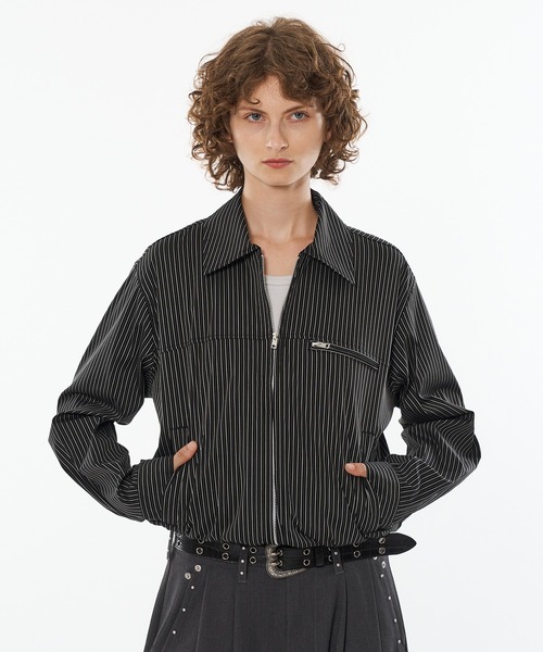WISH FOR EVER ダブルジップショートジャケット SEERSUCKER DOUBLE ZIP SHORT JACKET / シアサッカーダブル