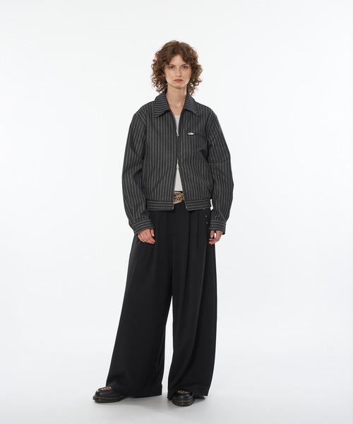 WISH FOR EVER ダブルジップショートジャケット SEERSUCKER DOUBLE ZIP SHORT JACKET / シアサッカーダブル