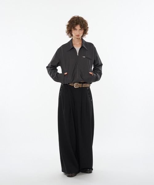 WISH FOR EVER（ウィッシュフォーエバー）の「SEERSUCKER DOUBLE ZIP SHORT JACKET / シアサッカーダブルジップショートジャケット（ブルゾン・メンズ・ブラック/ベージュ/チャコールグレー・MEDIUM/SMALL/LARGE）」の9枚目の写真