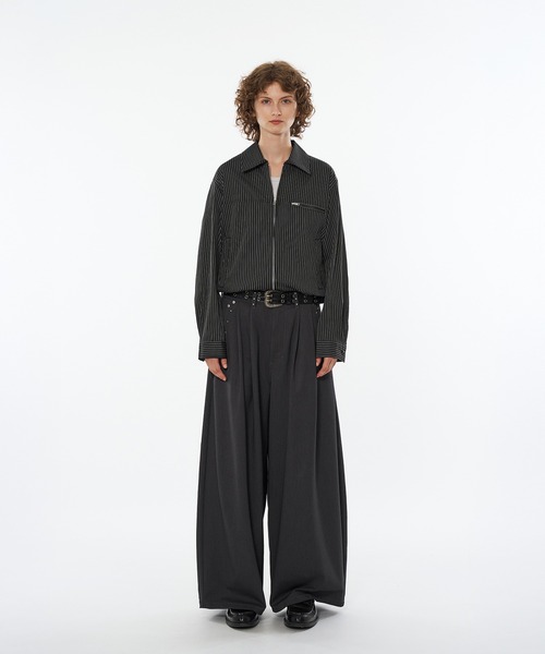 WISH FOR EVER（ウィッシュフォーエバー）の「SEERSUCKER DOUBLE ZIP SHORT JACKET / シアサッカーダブルジップショートジャケット（ブルゾン・メンズ・ブラック/ベージュ/チャコールグレー・MEDIUM/SMALL/LARGE）」の11枚目の写真