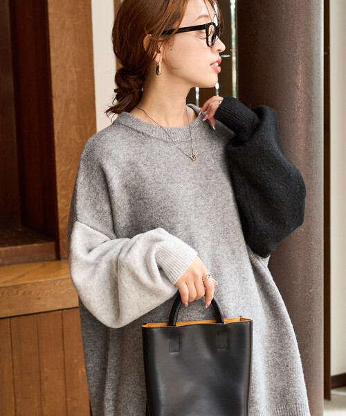 FREAK'S STORE(フリークスストア)の「限定展開 袖 クレイジー オーバー ニット プルオーバー(ニット/セーター・レディース・チャコールグレー/ブラウン/ブラック/ネイビー/ベージュ/グレー・フリ-)」の18枚目の写真