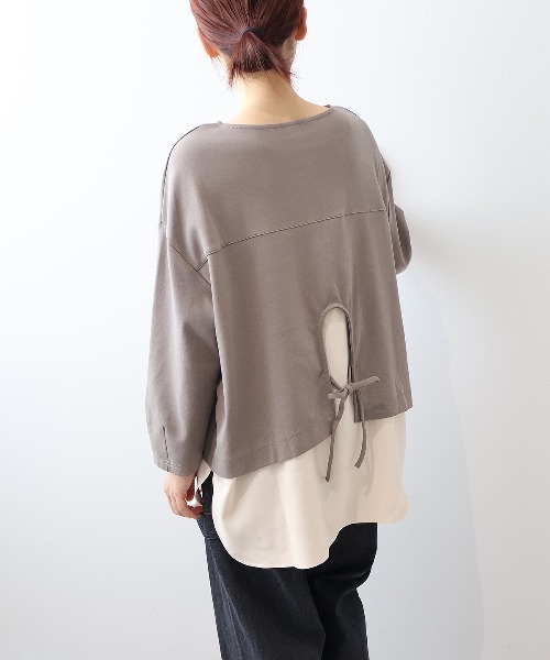 MB mint breeze（エムビーミントブリーズ）の「【WEB/一部店舗限定】【LL～6L 大きいサイズ】 レイヤード風バックシャンカットソー（Tシャツ/カットソー・レディース・ネイビー/グリーン/ブラウン・LL/3L/4L/5L/6L）」の2枚目の写真