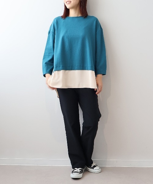 MB mint breeze（エムビーミントブリーズ）の「【WEB/一部店舗限定】【LL～6L 大きいサイズ】 レイヤード風バックシャンカットソー（Tシャツ/カットソー・レディース・ネイビー/グリーン/ブラウン・LL/3L/4L/5L/6L）」の5枚目の写真