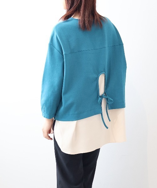 MB mint breeze（エムビーミントブリーズ）の「【WEB/一部店舗限定】【LL～6L 大きいサイズ】 レイヤード風バックシャンカットソー（Tシャツ/カットソー・レディース・ネイビー/グリーン/ブラウン・LL/3L/4L/5L/6L）」の7枚目の写真