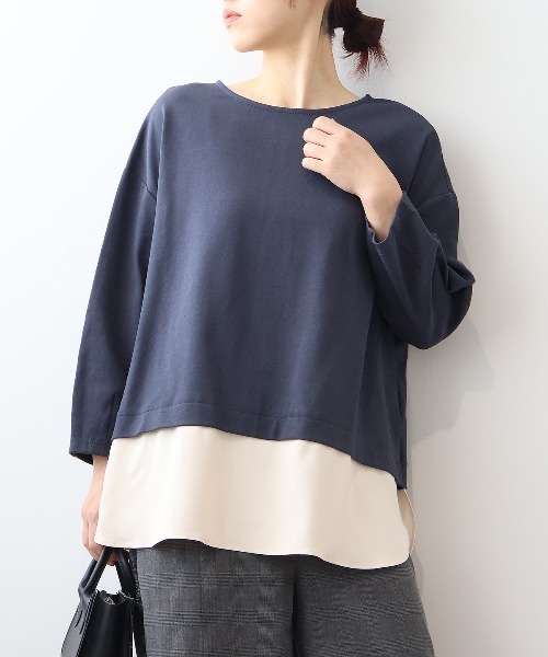 MB mint breeze（エムビーミントブリーズ）の「【WEB/一部店舗限定】【LL～6L 大きいサイズ】 レイヤード風バックシャンカットソー（Tシャツ/カットソー・レディース・ネイビー/グリーン/ブラウン・LL/3L/4L/5L/6L）」の9枚目の写真