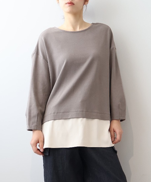 MB mint breeze（エムビーミントブリーズ）の「【WEB/一部店舗限定】【LL～6L 大きいサイズ】 レイヤード風バックシャンカットソー（Tシャツ/カットソー・レディース・ネイビー/グリーン/ブラウン・LL/3L/4L/5L/6L）」の13枚目の写真