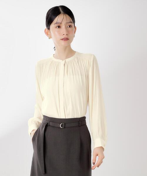 THE SHOP TK （ザ ショップ ティーケー ）の「ヴィンテージサテンギャザーシャツ（シャツ/ブラウス・レディース・オレンジ/スミクロ/アイボリー・13/12）」の6枚目の写真