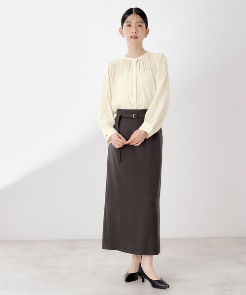 THE SHOP TK （ザ ショップ ティーケー ）の「ヴィンテージサテンギャザーシャツ（シャツ/ブラウス・レディース・オレンジ/スミクロ/アイボリー・13/12）」の9枚目の写真