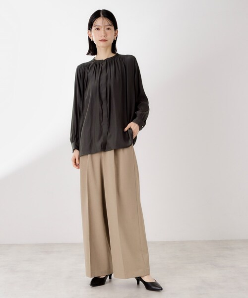 THE SHOP TK （ザ ショップ ティーケー ）の「ヴィンテージサテンギャザーシャツ（シャツ/ブラウス・レディース・オレンジ/スミクロ/アイボリー・13/12）」の13枚目の写真