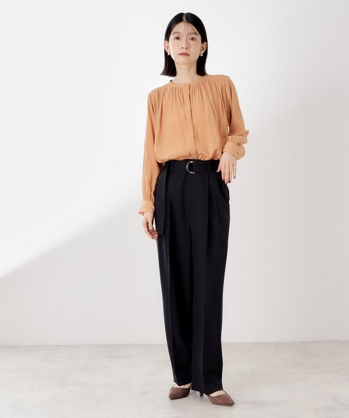 THE SHOP TK （ザ ショップ ティーケー ）の「ヴィンテージサテンギャザーシャツ（シャツ/ブラウス・レディース・オレンジ/スミクロ/アイボリー・13/12）」の16枚目の写真