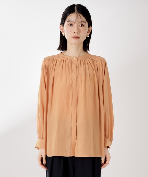 THE SHOP TK （ザ ショップ ティーケー ）の「ヴィンテージサテンギャザーシャツ（シャツ/ブラウス・レディース・オレンジ/スミクロ/アイボリー・13/12）」の19枚目の写真