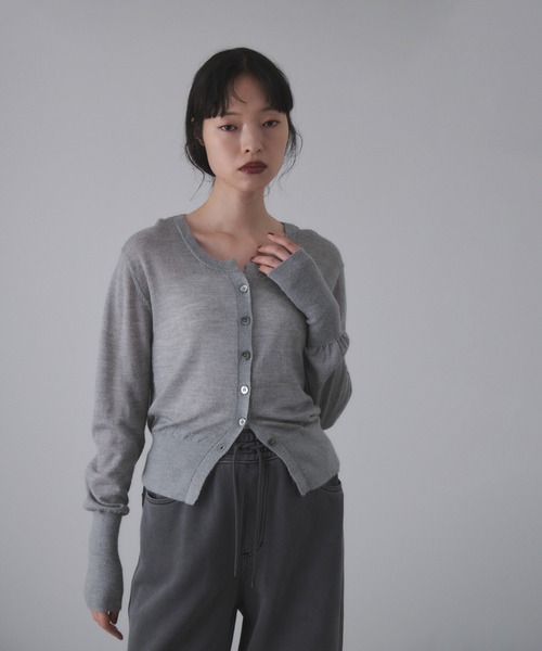 ADAM ET ROPE'（アダムエロペ）の「モヘアミックスセットニットカーディガン（カーディガン/ボレロ・レディース・ダークブラウン/ベージュ/グレー・FREE）」の14枚目の写真