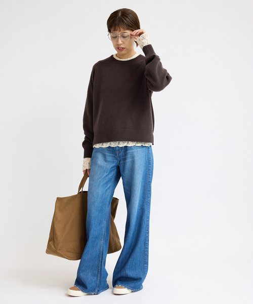 IENA（イエナ）の「SUPER180クルーネックプルオーバー（ニット/セーター・レディース・ブラウン/チャコールグレー/ネイビー/アイボリー/ピンク・FREE）」の14枚目の写真