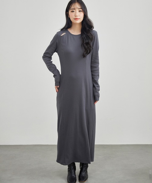 Lace Ladies(レースレディース)の「カットアウト バック スリット マキシ丈 ワンピース(ワンピース・レディース・チャコールグレー/グレー/ブラック/ブラウン・S/FREE)」の15枚目の写真