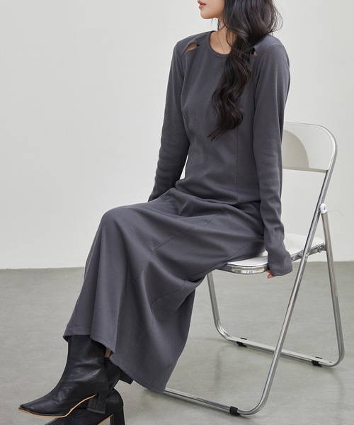 Lace Ladies(レースレディース)の「カットアウト バック スリット マキシ丈 ワンピース(ワンピース・レディース・チャコールグレー/グレー/ブラック/ブラウン・S/FREE)」の18枚目の写真
