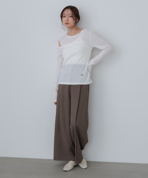 Bab(バブ)の「アシメレイヤードカットソー(Tシャツ/カットソー・レディース・アイボリー/ブラック/ブラウン/グレー・FREE)」の6枚目の写真