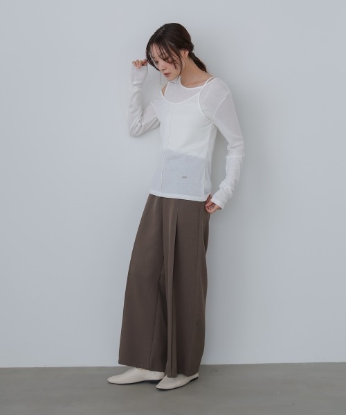 Bab(バブ)の「アシメレイヤードカットソー(Tシャツ/カットソー・レディース・アイボリー/ブラック/ブラウン/グレー・FREE)」の9枚目の写真