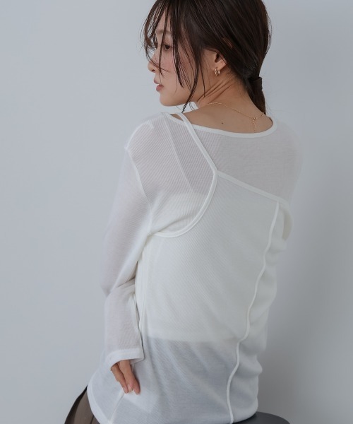 Bab(バブ)の「アシメレイヤードカットソー(Tシャツ/カットソー・レディース・アイボリー/ブラック/ブラウン/グレー・FREE)」の13枚目の写真