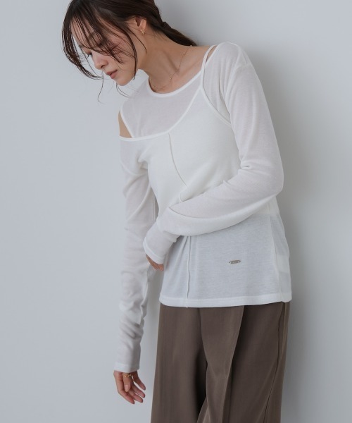 Bab(バブ)の「アシメレイヤードカットソー(Tシャツ/カットソー・レディース・アイボリー/ブラック/ブラウン/グレー・FREE)」の14枚目の写真