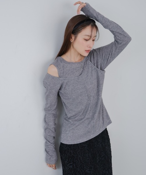 Bab(バブ)の「アシメレイヤードカットソー(Tシャツ/カットソー・レディース・アイボリー/ブラック/ブラウン/グレー・FREE)」の19枚目の写真