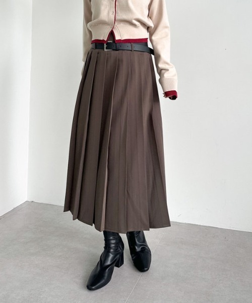archives(アルシーヴ)の「ベルトプリーツスカート(スカート・レディース・モカ/ブラック/グレー・MEDIUM)」の5枚目の写真