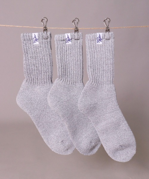 MILLER（ミラー）の「(LF)【Miller】【3足セット】ピスネーム付き クルーソックス（ソックス/靴下・メンズ・その他/ブラック/オフホワイト/杢グレー・23-25cm/25-27CM）」の4枚目の写真