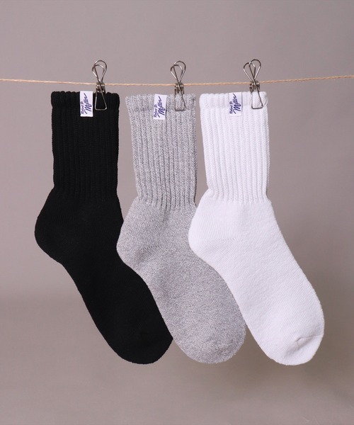 MILLER（ミラー）の「(LF)【Miller】【3足セット】ピスネーム付き クルーソックス（ソックス/靴下・メンズ・その他/ブラック/オフホワイト/杢グレー・23-25cm/25-27CM）」の2枚目の写真