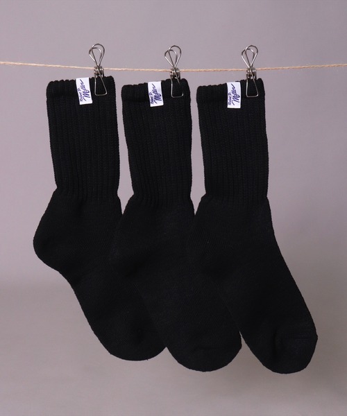 MILLER（ミラー）の「(LF)【Miller】【3足セット】ピスネーム付き クルーソックス（ソックス/靴下・メンズ・その他/ブラック/オフホワイト/杢グレー・23-25cm/25-27CM）」の3枚目の写真