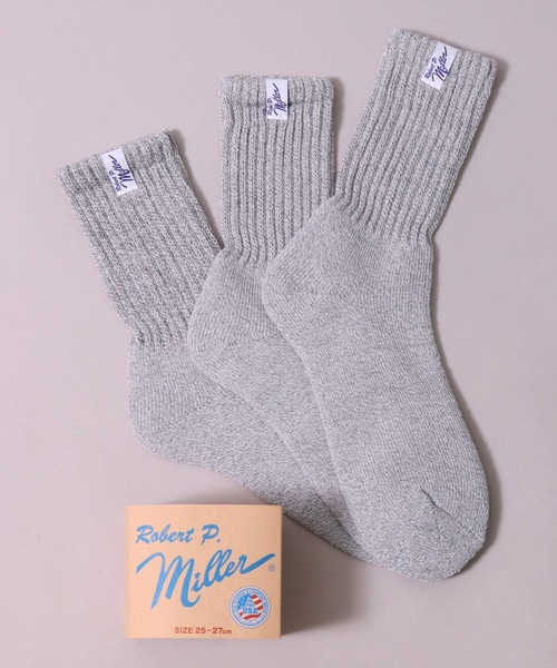 MILLER（ミラー）の「(LF)【Miller】【3足セット】ピスネーム付き クルーソックス（ソックス/靴下・メンズ・その他/ブラック/オフホワイト/杢グレー・23-25cm/25-27CM）」の5枚目の写真