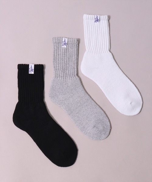 MILLER（ミラー）の「(LF)【Miller】【3足セット】ピスネーム付き クルーソックス（ソックス/靴下・メンズ・その他/ブラック/オフホワイト/杢グレー・23-25cm/25-27CM）」の9枚目の写真