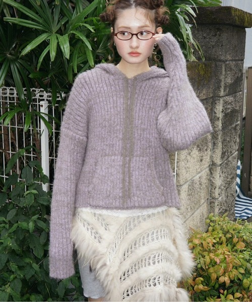 Musubore フェザーヤーンニットフーディー feather yarn knit hoodie / フェザーヤーンニットフーディー（ニット