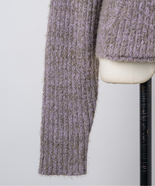 musubore（ムスボレ）の「feather yarn knit hoodie / フェザーヤーンニットフーディー（ニット/セーター・レディース・パープル/ブラック/カーキ・FREE）」の8枚目の写真