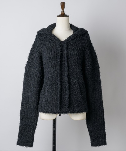 セール】feather yarn knit hoodie / フェザーヤーンニットフーディー