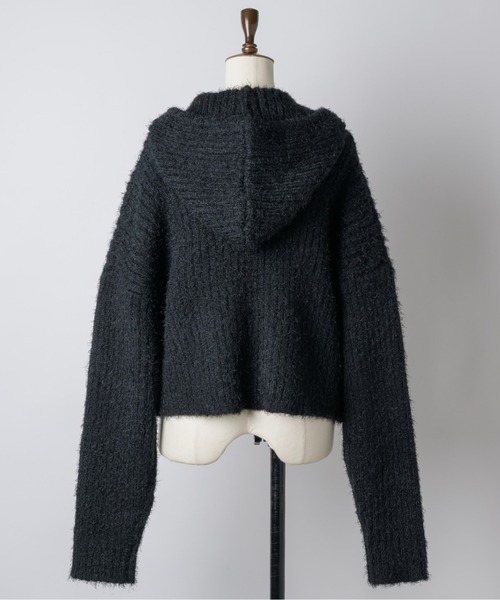 musubore（ムスボレ）の「feather yarn knit hoodie / フェザーヤーンニットフーディー（ニット/セーター・レディース・パープル/ブラック/カーキ・FREE）」の10枚目の写真