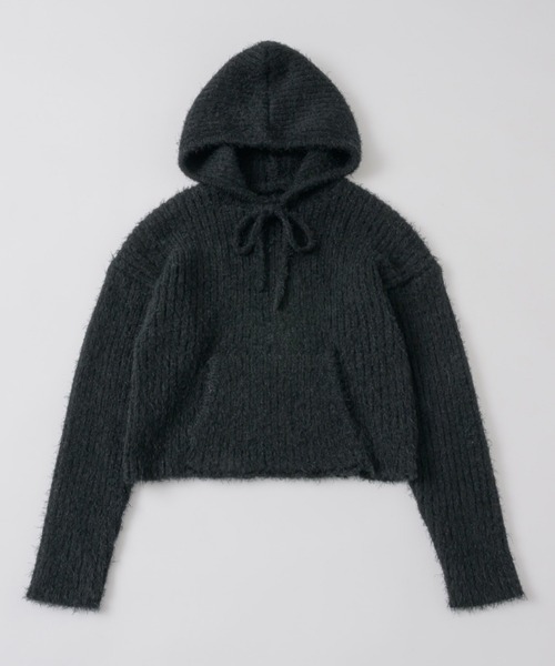 セール】feather yarn knit hoodie / フェザーヤーンニットフーディー