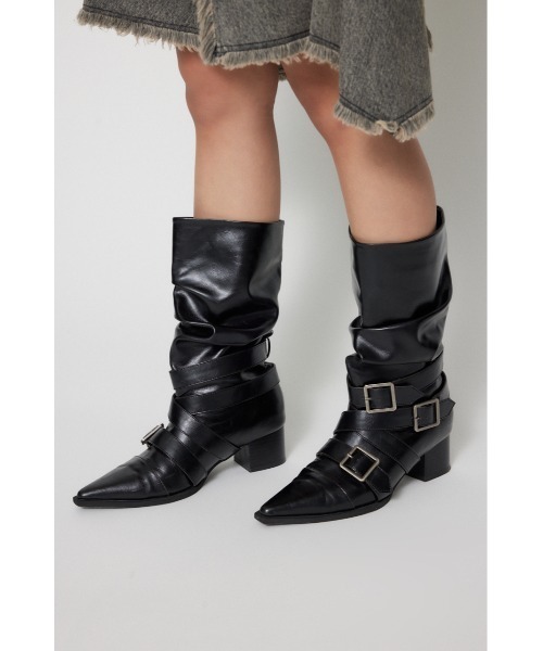 LAGUA GEM(ラグアジェム)の「BELT POINTED ロングブーツ(ブーツ・レディース・ブラウン/ブラック・SMALL/MEDIUM/LARGE)」の2枚目の写真