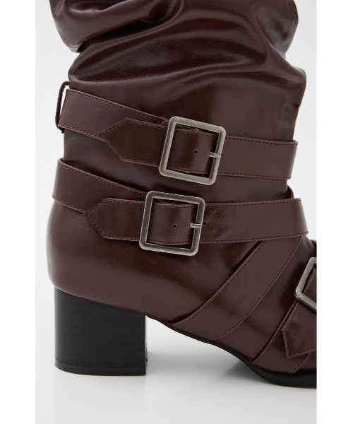 【新品未使用】LAGUA GEM ／ロングブーツ M ダークブラウン LAGUA GEM BUNCHED LONG BOOTS BLK -ファッション通販 FASHION WALKER