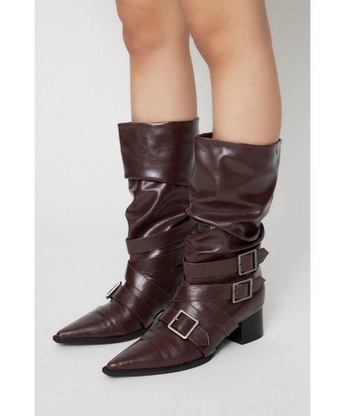 LAGUA GEM(ラグアジェム)の「BELT POINTED ロングブーツ(ブーツ・レディース・ブラウン/ブラック・SMALL/MEDIUM/LARGE)」の13枚目の写真
