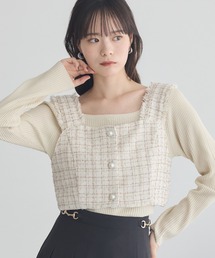 earth music&ecology | フリンジツイードビスチェ(ベスト)