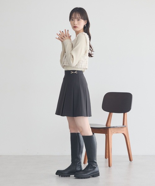 earth music&ecology(アースミュージックアンドエコロジー)の「フリンジツイードビスチェ(ベスト・レディース・グリーン/ブラック/アイボリー・FREE)」の9枚目の写真