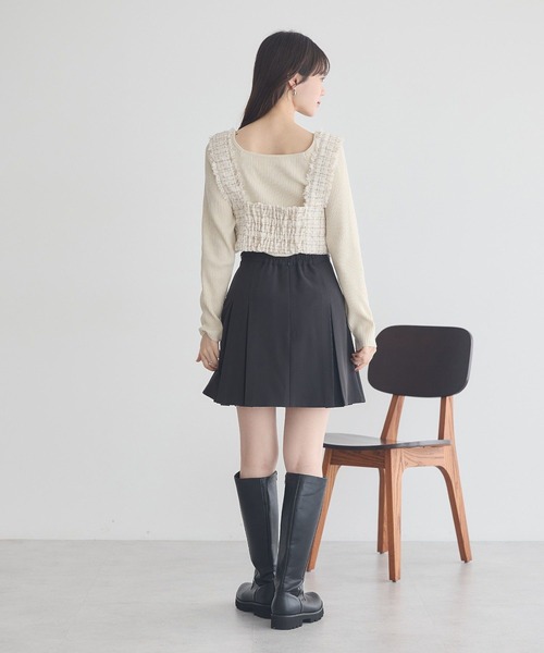 earth music&ecology(アースミュージックアンドエコロジー)の「フリンジツイードビスチェ(ベスト・レディース・グリーン/ブラック/アイボリー・FREE)」の10枚目の写真