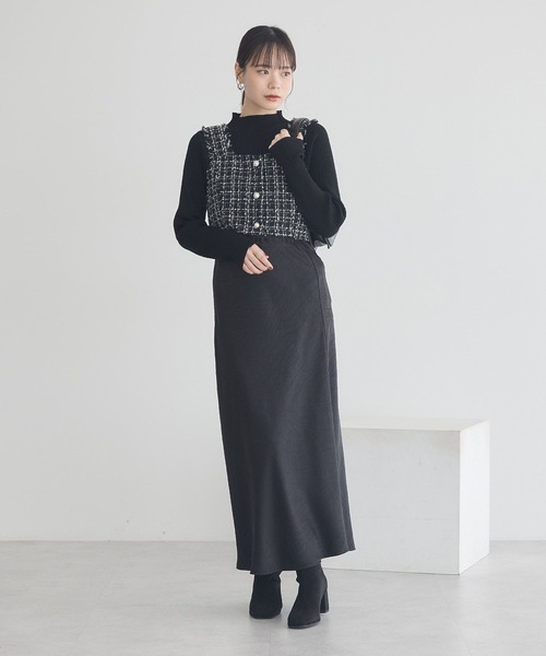 earth music&ecology(アースミュージックアンドエコロジー)の「フリンジツイードビスチェ(ベスト・レディース・グリーン/ブラック/アイボリー・FREE)」の13枚目の写真