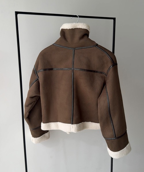 JUNOAH（ジュノア）の「ボアフェイクムートン（ムートンコート・レディース・ブラック/グレイッシュベージュ/ブラウン・MEDIUM/SMALL/LARGE）」の17枚目の写真