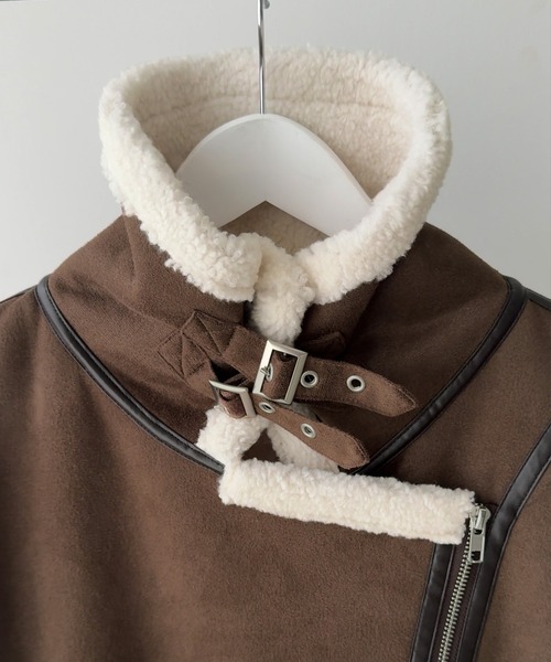 JUNOAH（ジュノア）の「ボアフェイクムートン（ムートンコート・レディース・ブラック/グレイッシュベージュ/ブラウン・MEDIUM/SMALL/LARGE）」の18枚目の写真