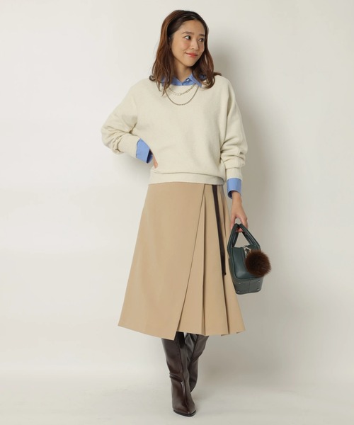 JUSGLITTY（ジャスグリッティー）の「サイドプリーツミディスカート（スカート・レディース・ダークブラウン/キャメル/チャコールグレー・2/1/0）」の5枚目の写真