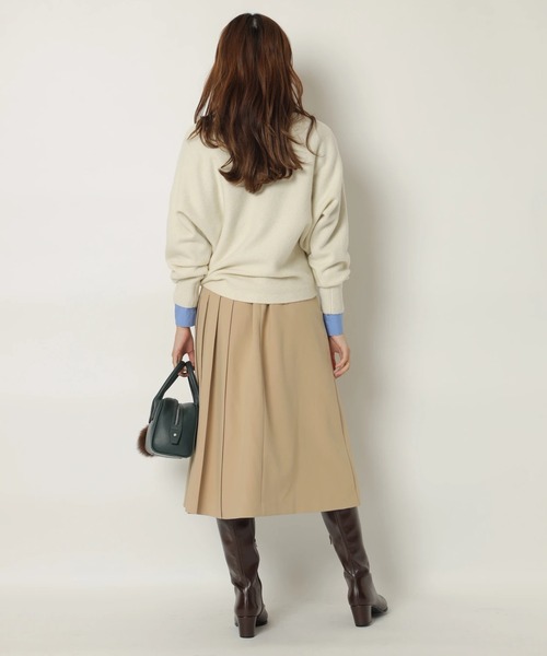 JUSGLITTY（ジャスグリッティー）の「サイドプリーツミディスカート（スカート・レディース・ダークブラウン/キャメル/チャコールグレー・2/1/0）」の7枚目の写真