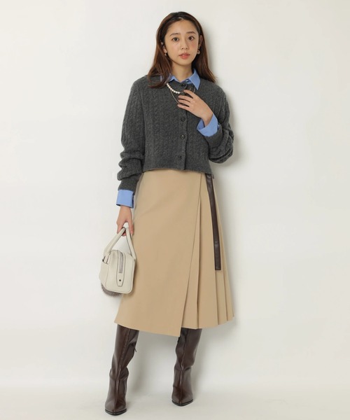 JUSGLITTY（ジャスグリッティー）の「サイドプリーツミディスカート（スカート・レディース・ダークブラウン/キャメル/チャコールグレー・2/1/0）」の12枚目の写真