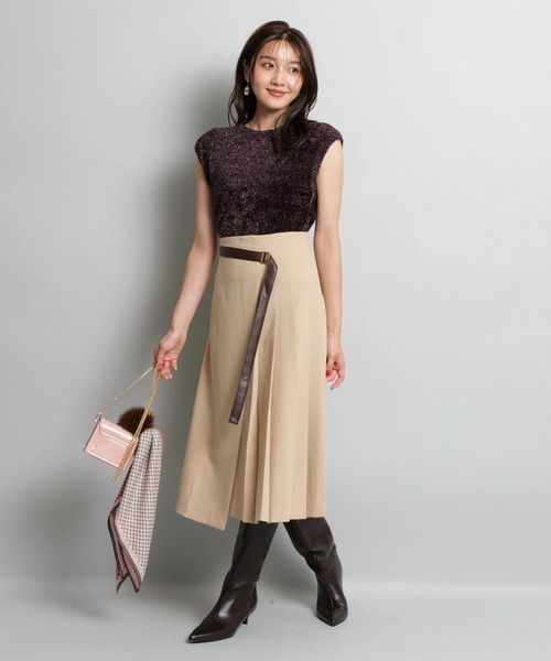 JUSGLITTY（ジャスグリッティー）の「サイドプリーツミディスカート（スカート・レディース・ダークブラウン/キャメル/チャコールグレー・2/1/0）」の15枚目の写真