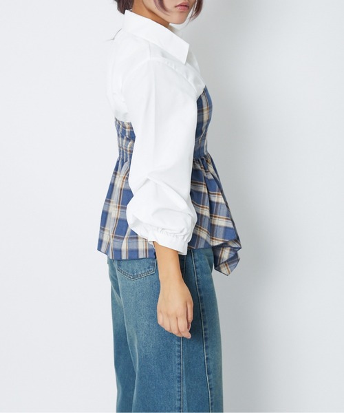 GORGE(ゴージ)の「《ドッキング風デザイン》レディース チュニック 袖タック ゆったりシルエット 春秋冬(チュニック・レディース・ブルー/ボルドー/ブラック・F)」の10枚目の写真
