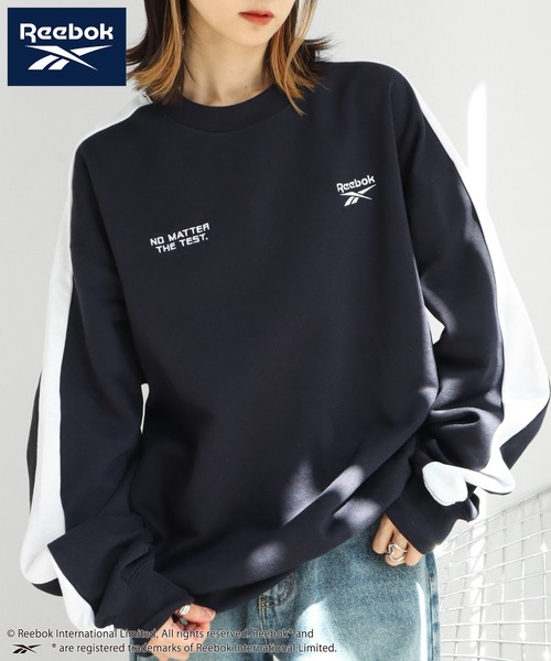 【Reebok/リーボック】裏起毛 刺繍ロゴ 袖ライン クルーネックスウェット